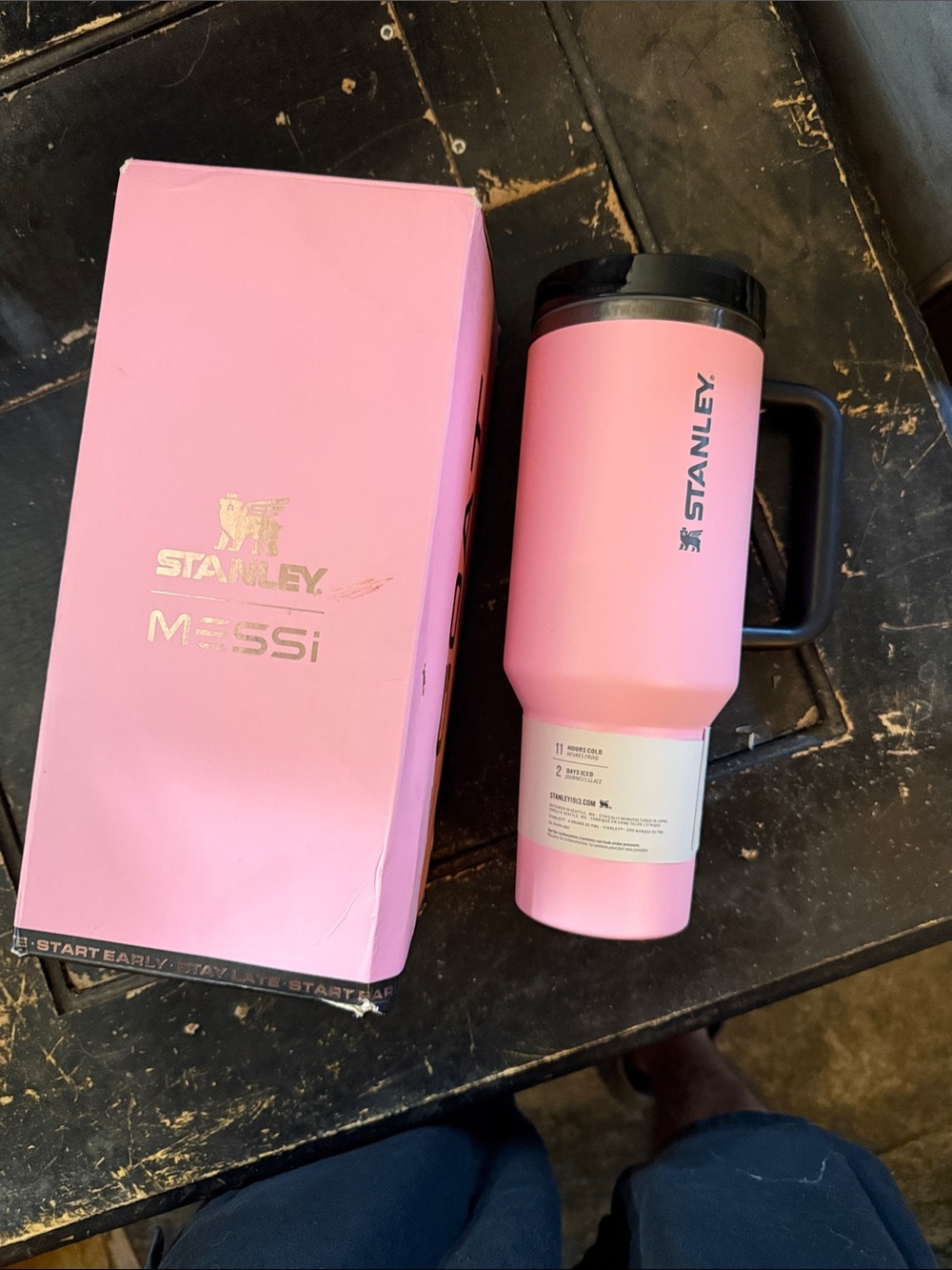 Stanley 40oz Messi FlipTop Pink Travel Tumbler with Handle